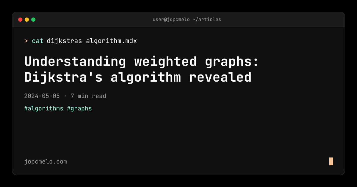 Weighted Graphs